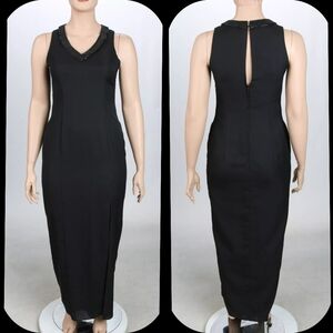 New Image Vintage 80s 90s Black Beaded Party Prom Bridesmaid Dress sz 16 NWT